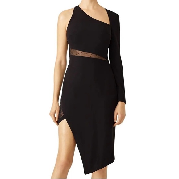 Stylestalker Micah One Shoulder Sheath Dress Black Asymmetric Neckline Sz XS - Picture 1 of 16